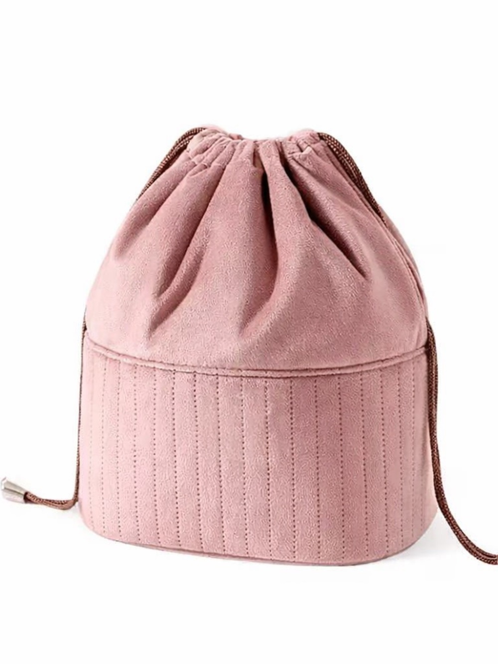 Dusty Pink Drawstring Suede Cosmetic Pouch